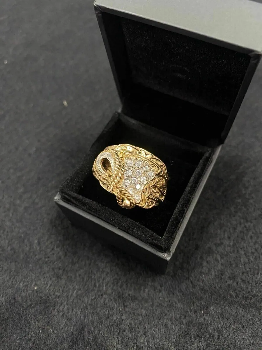 9ct Gold Saddle Ring 9k CZ - Image 2