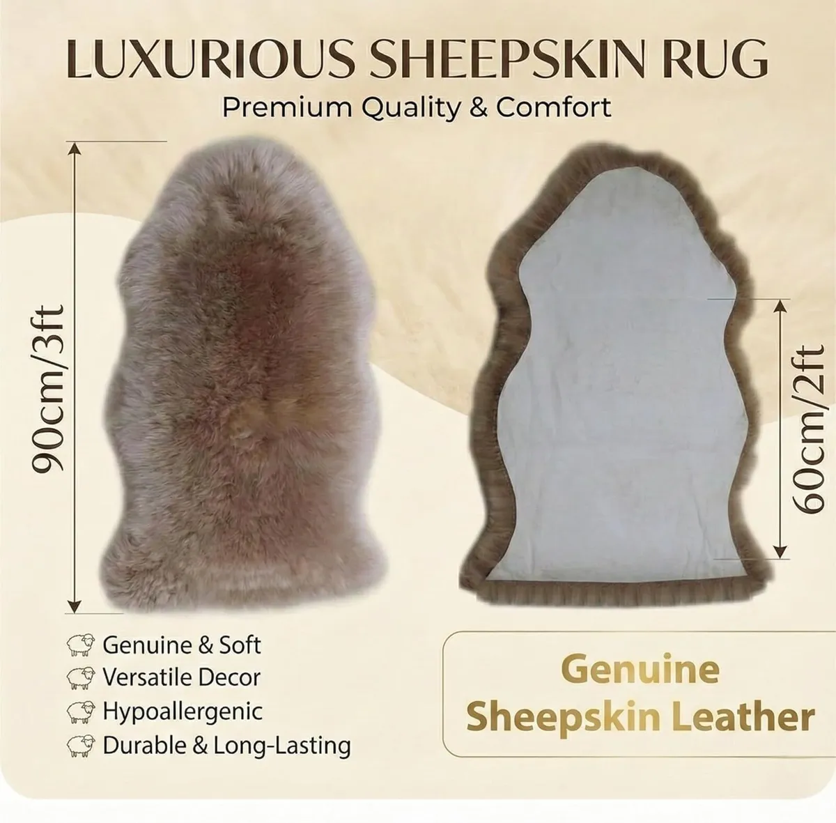 Sheepskin Rug Genuine New Zealand Sheep skin - Image 3