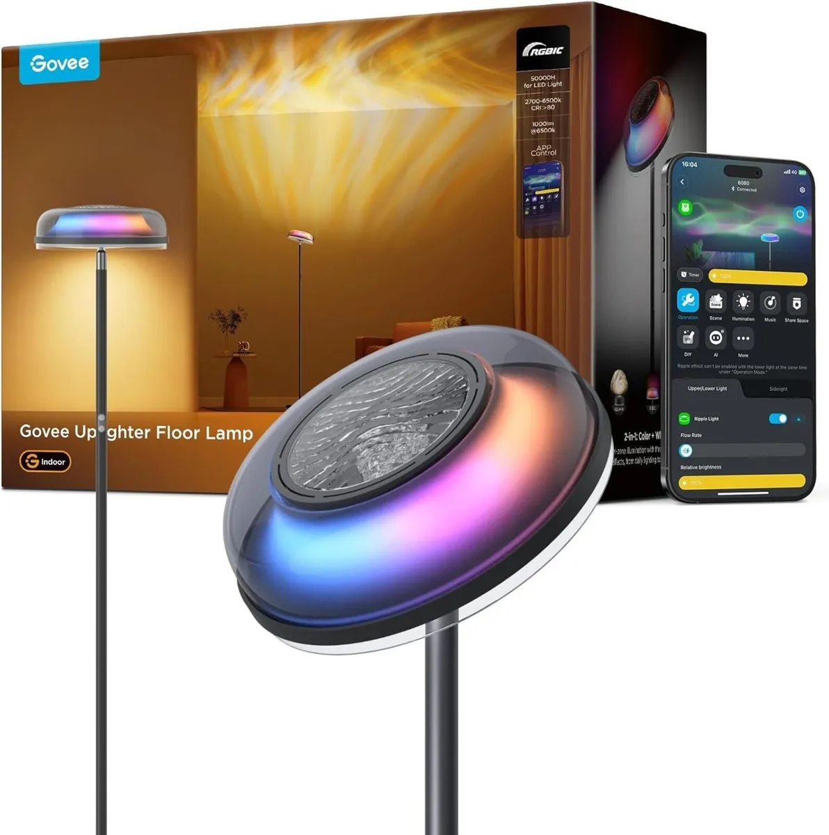 Uplighter Floor Lamps Tri-Zone Independent RGBIC - Image 1