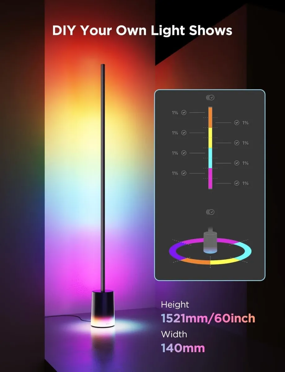 LED Floor Lamp RGBIC Dimmable Standing 152cm Work - Image 3