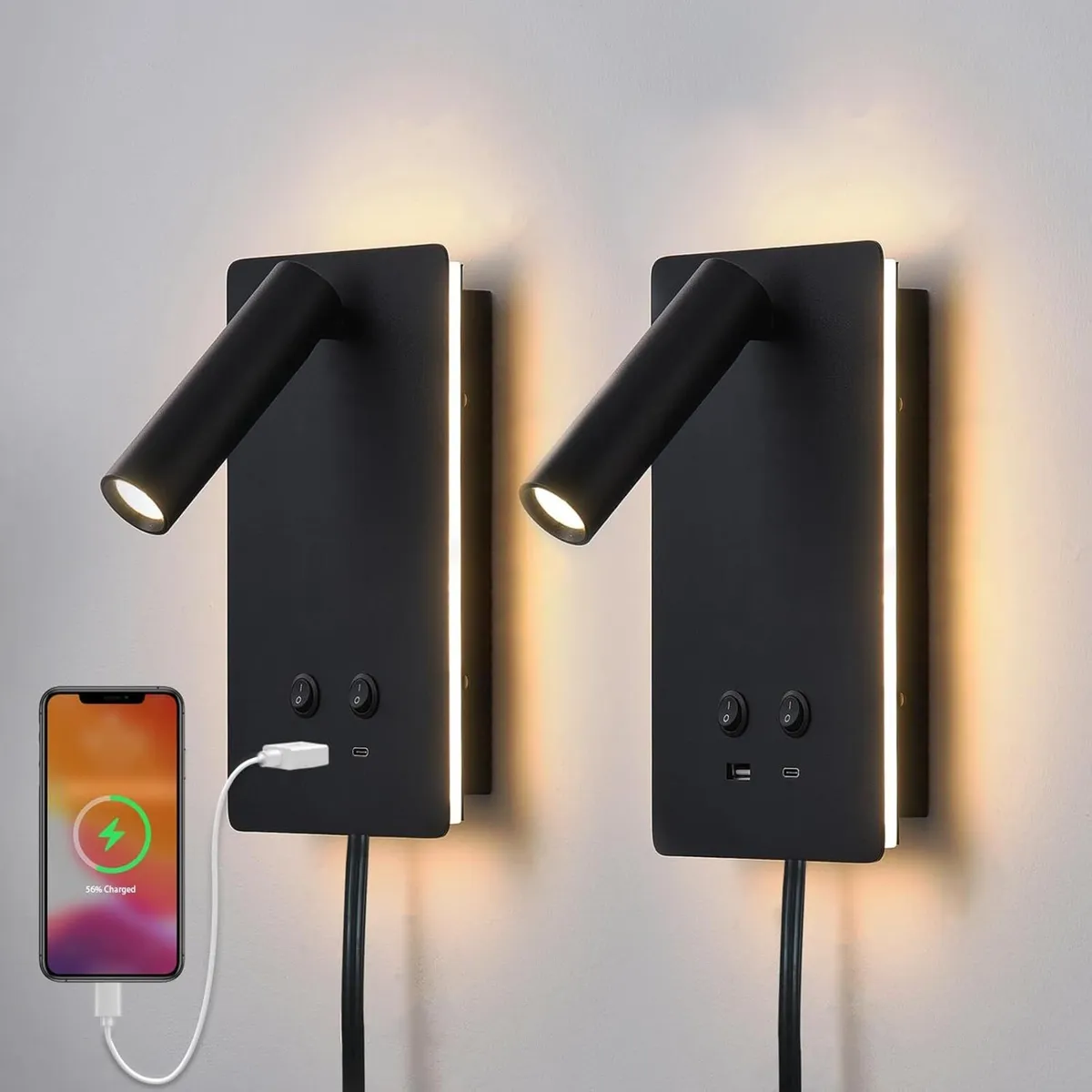 MOLUOLA LED Wall Lamp Mounted Reading Lights Set - Image 1