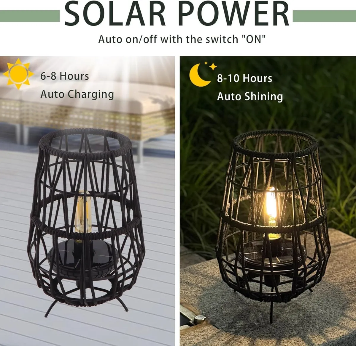 Solar Lights Outdoor Garden 2 Pack 30cm High - Image 2