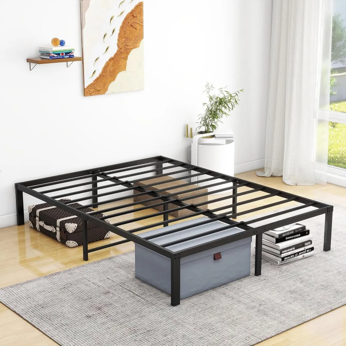 Metal Platform Bed Frame 140 x 200 cm with - Image 4