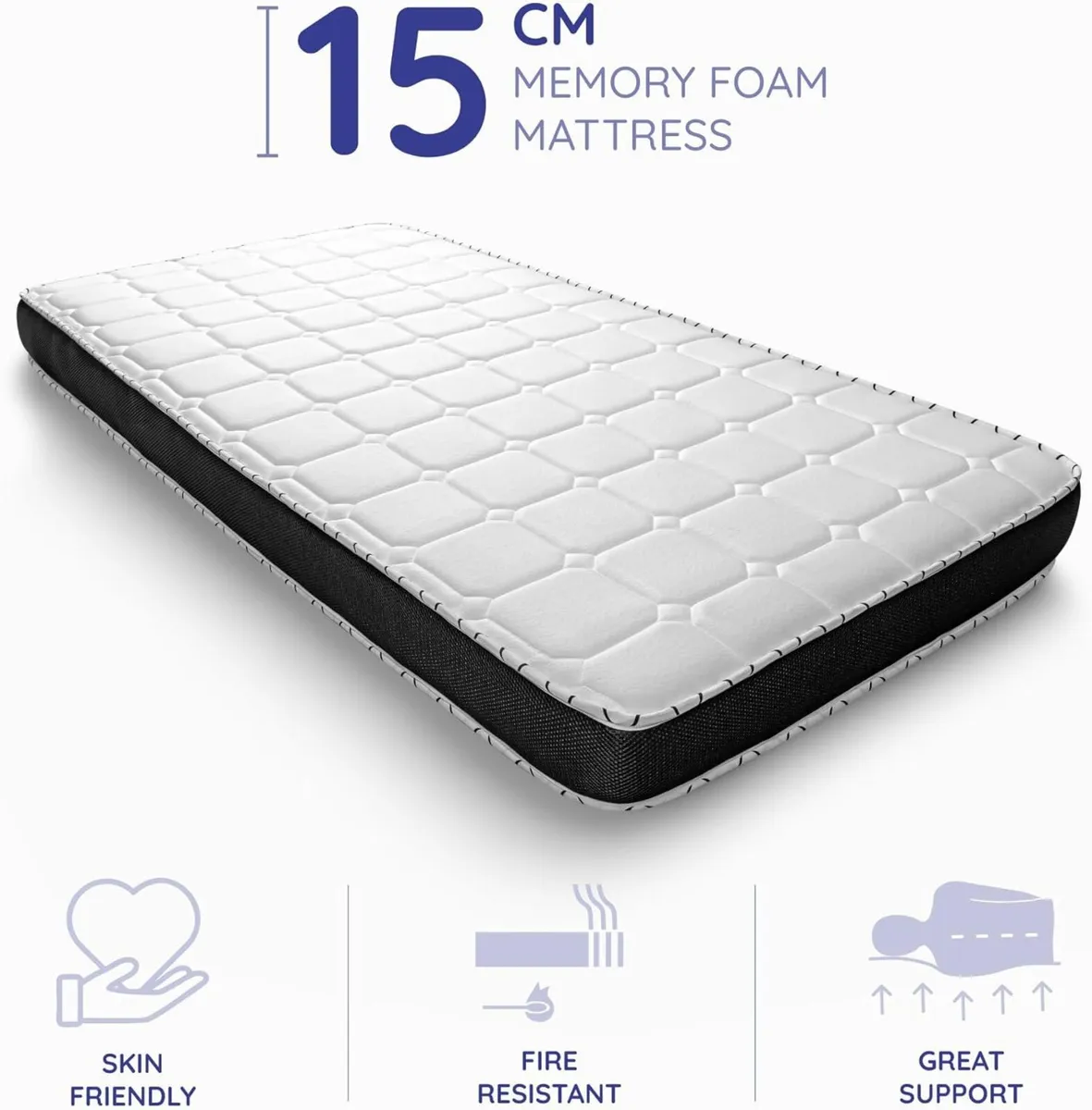 3ft Single Memory Foam Mattress 6 Inch Deep Plush - Image 2