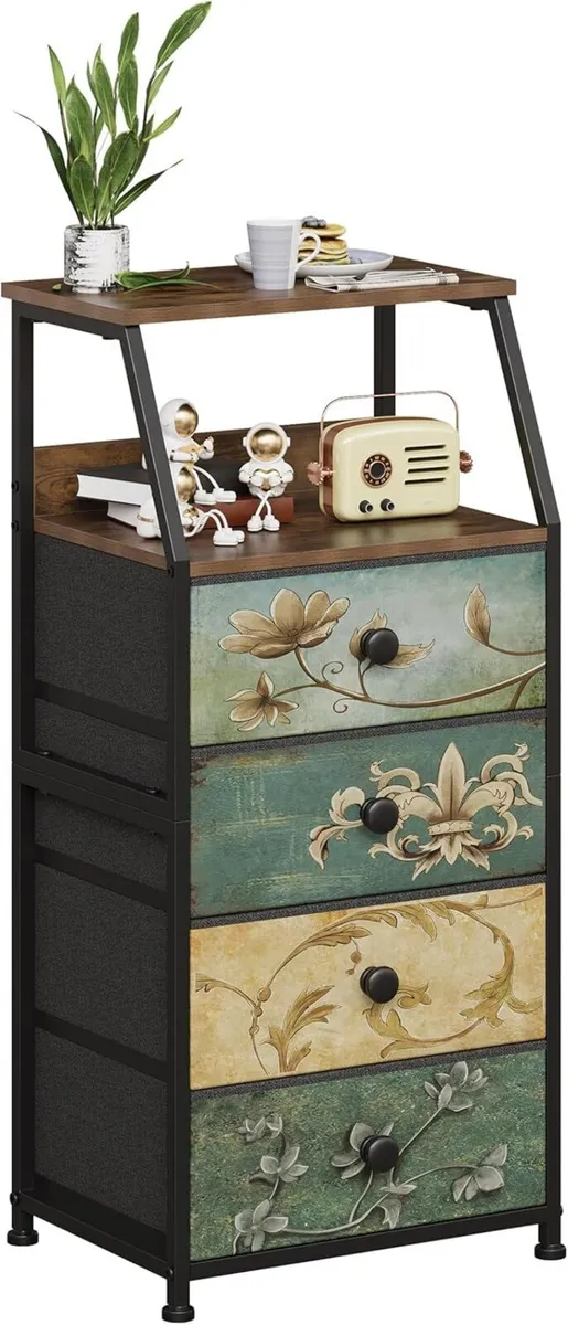 Chest of Drawers with 4 Made Fabric Open Shelf - Image 1