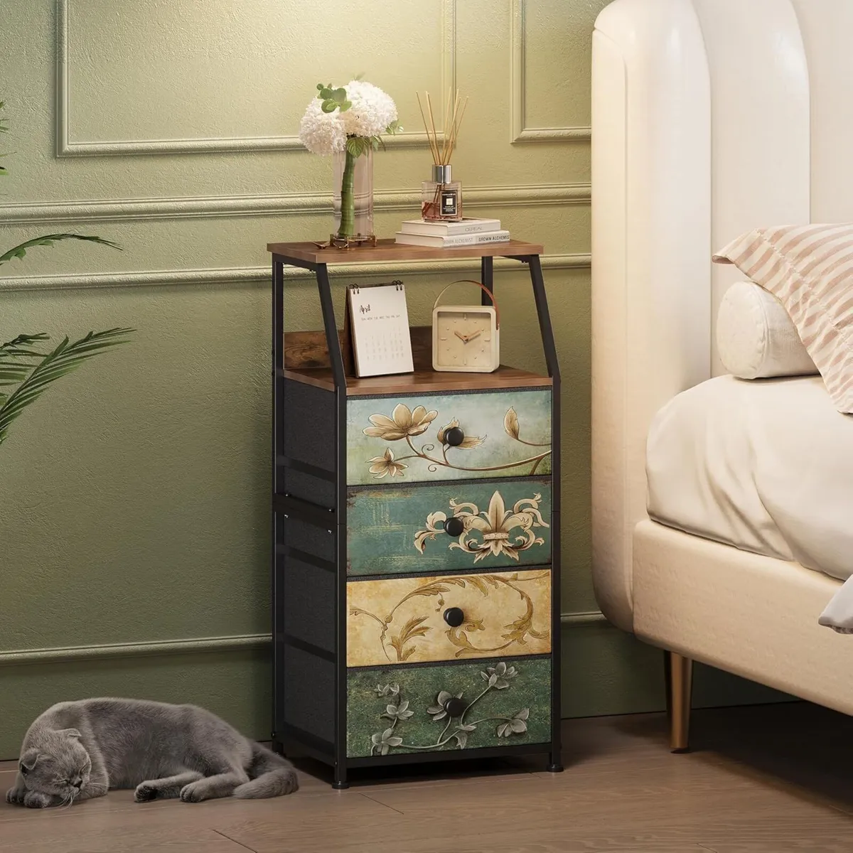 Chest of Drawers with 4 Made Fabric Open Shelf - Image 2