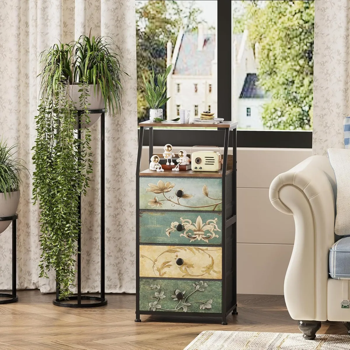 Chest of Drawers with 4 Made Fabric Open Shelf - Image 4