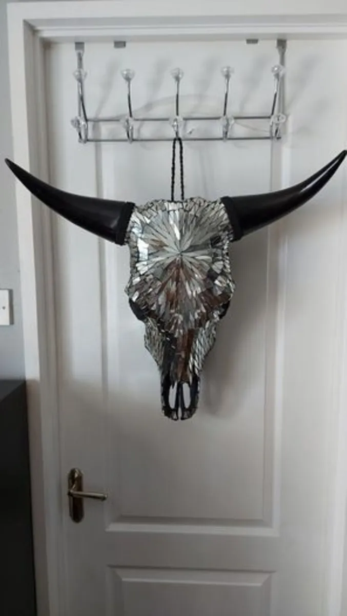 Mirror Insert Black Bull Skull - Image 1