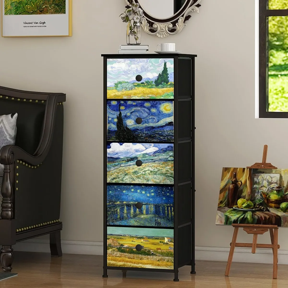Chest of Drawers with Fabric Van Gogh Style Slim - Image 2