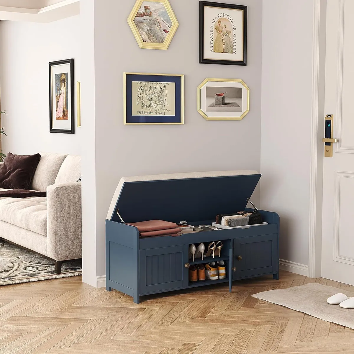 Shoe Bench with Lift Top Storage Entryway - Image 2