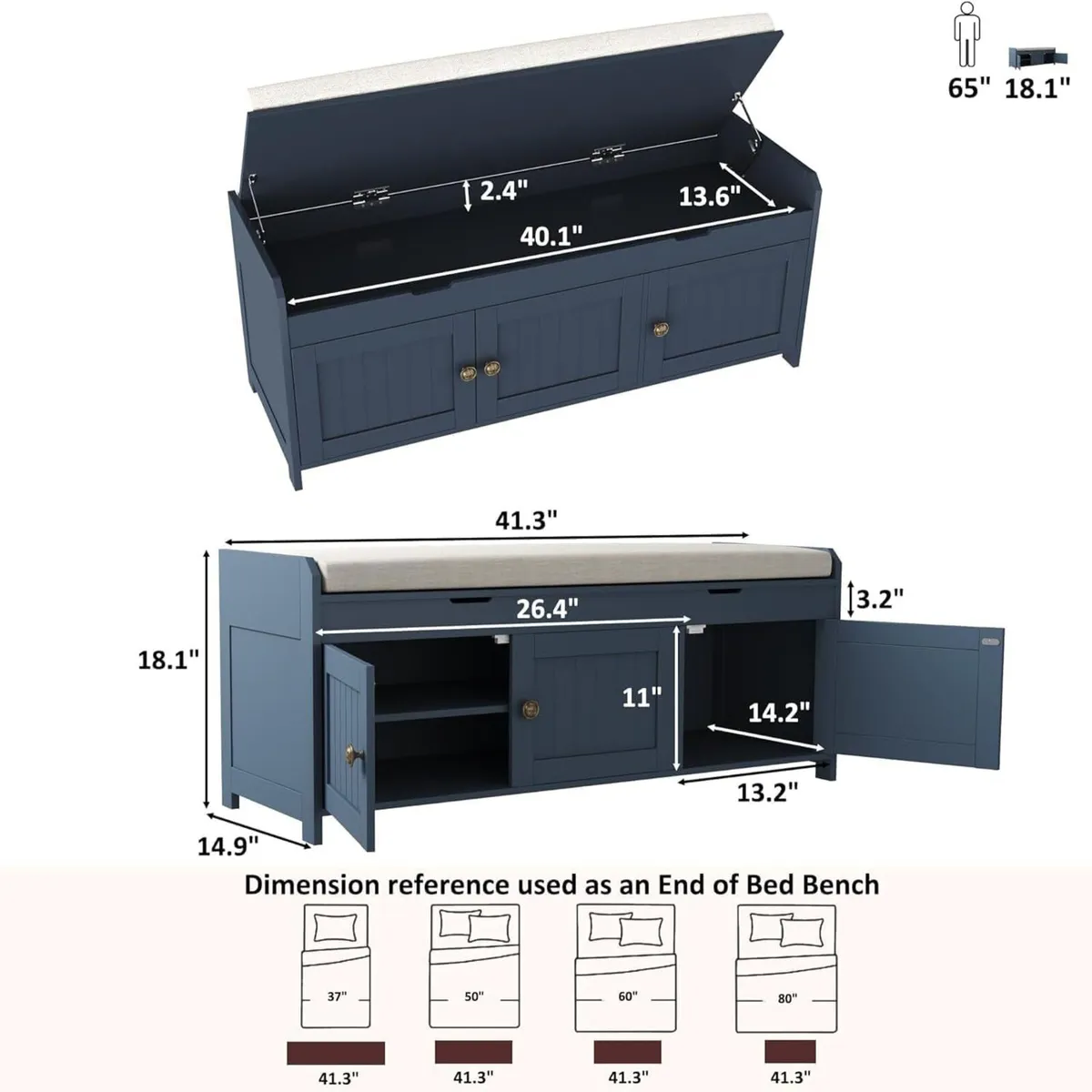 Shoe Bench with Lift Top Storage Entryway - Image 3