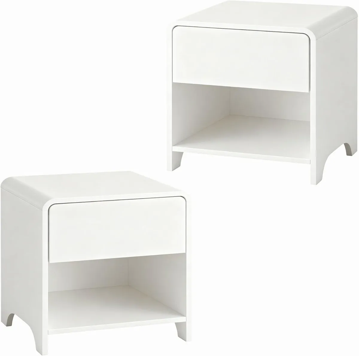 Set of 2 Bedside Table with Drawer Wooden - Image 1