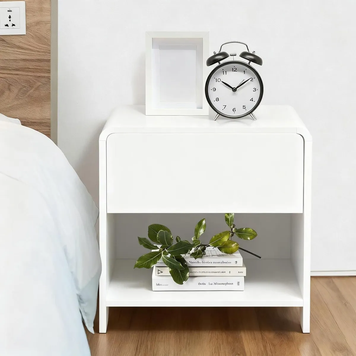 Set of 2 Bedside Table with Drawer Wooden - Image 2