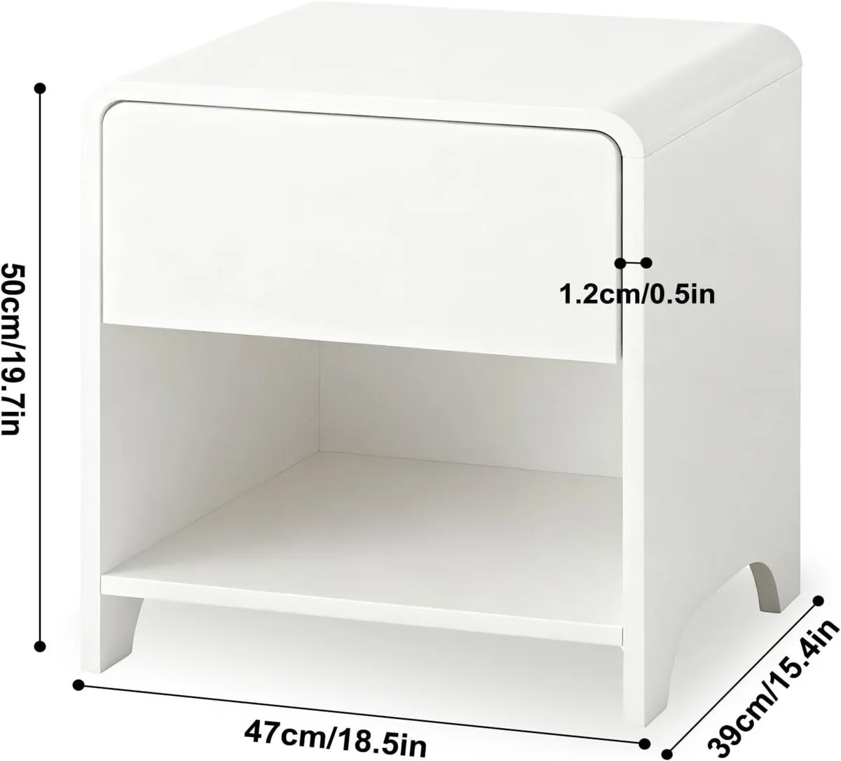 Set of 2 Bedside Table with Drawer Wooden - Image 3