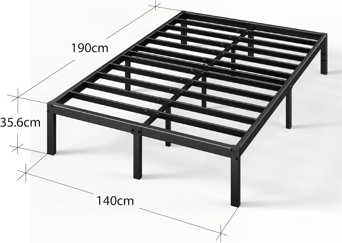 Elias 36cm High Metal Platform Bed Frame Compatibl - Image 3