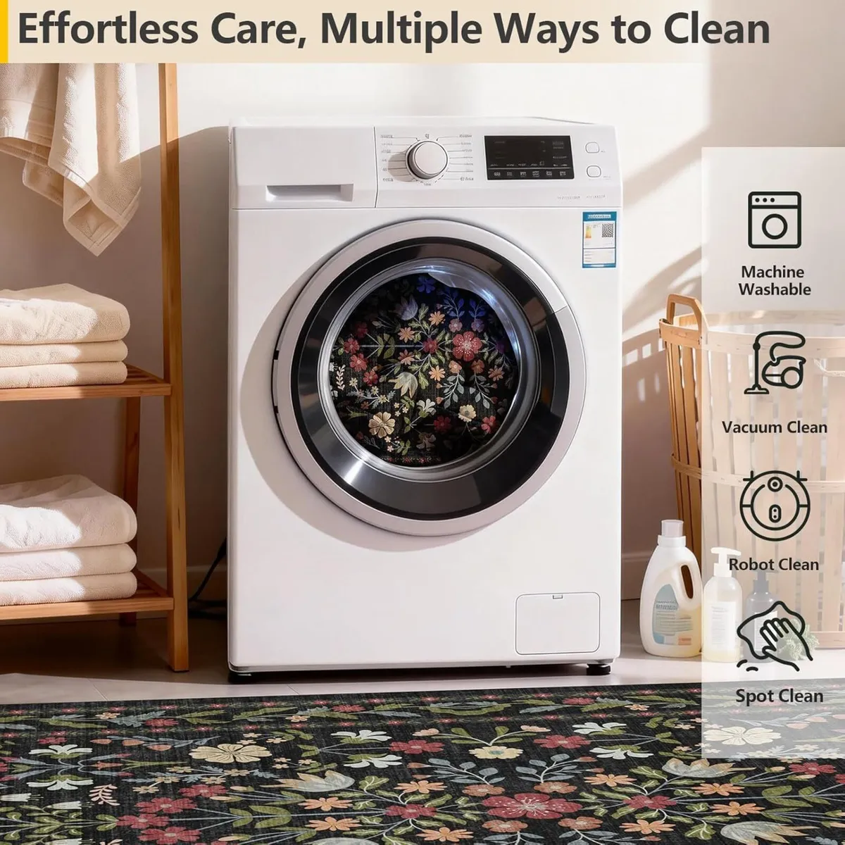 Rugs Living Room 160x230cm Vintage Floral Rug - Image 4