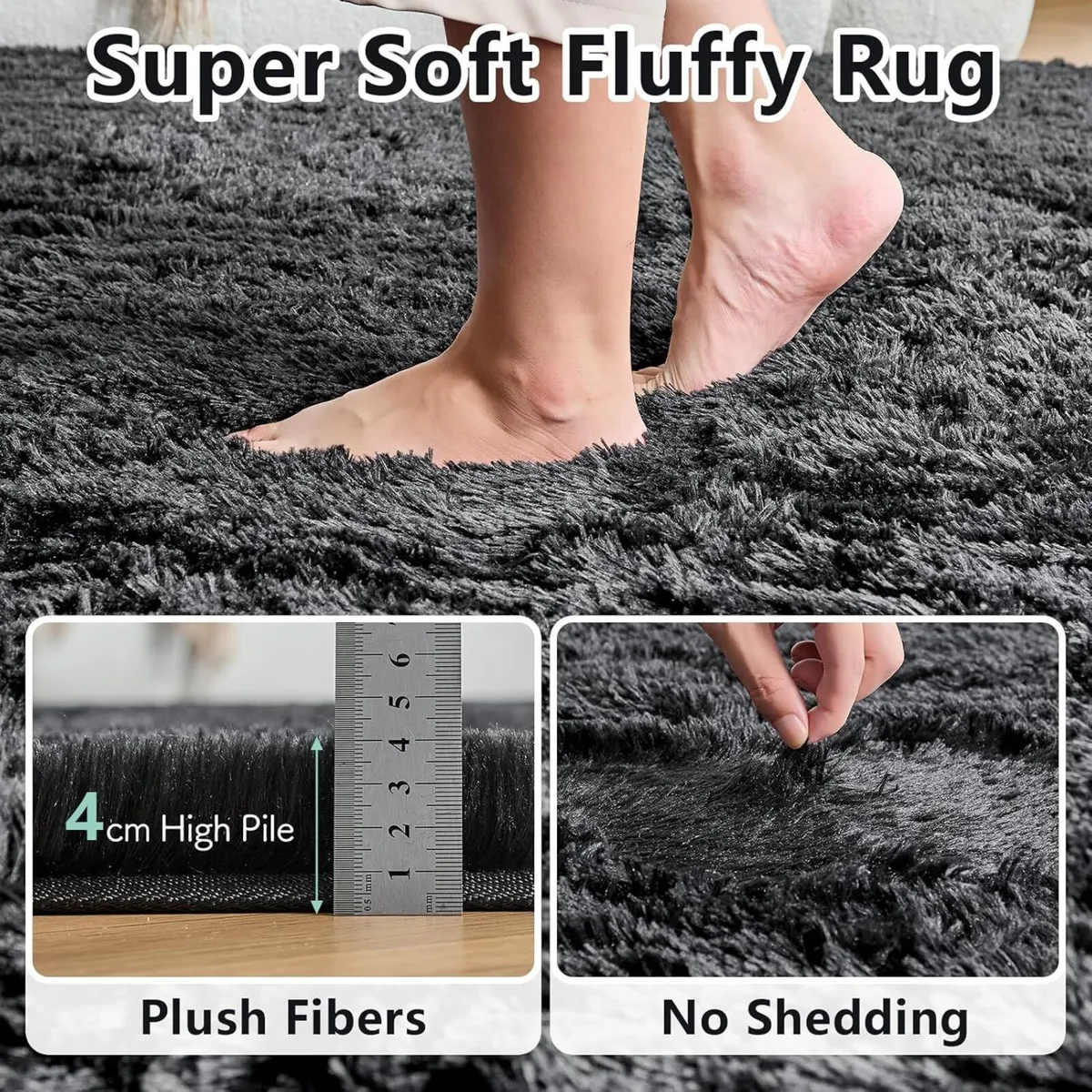 Fluffy Shaggy Rugs Living Room 200x290cm - Extra - Image 2