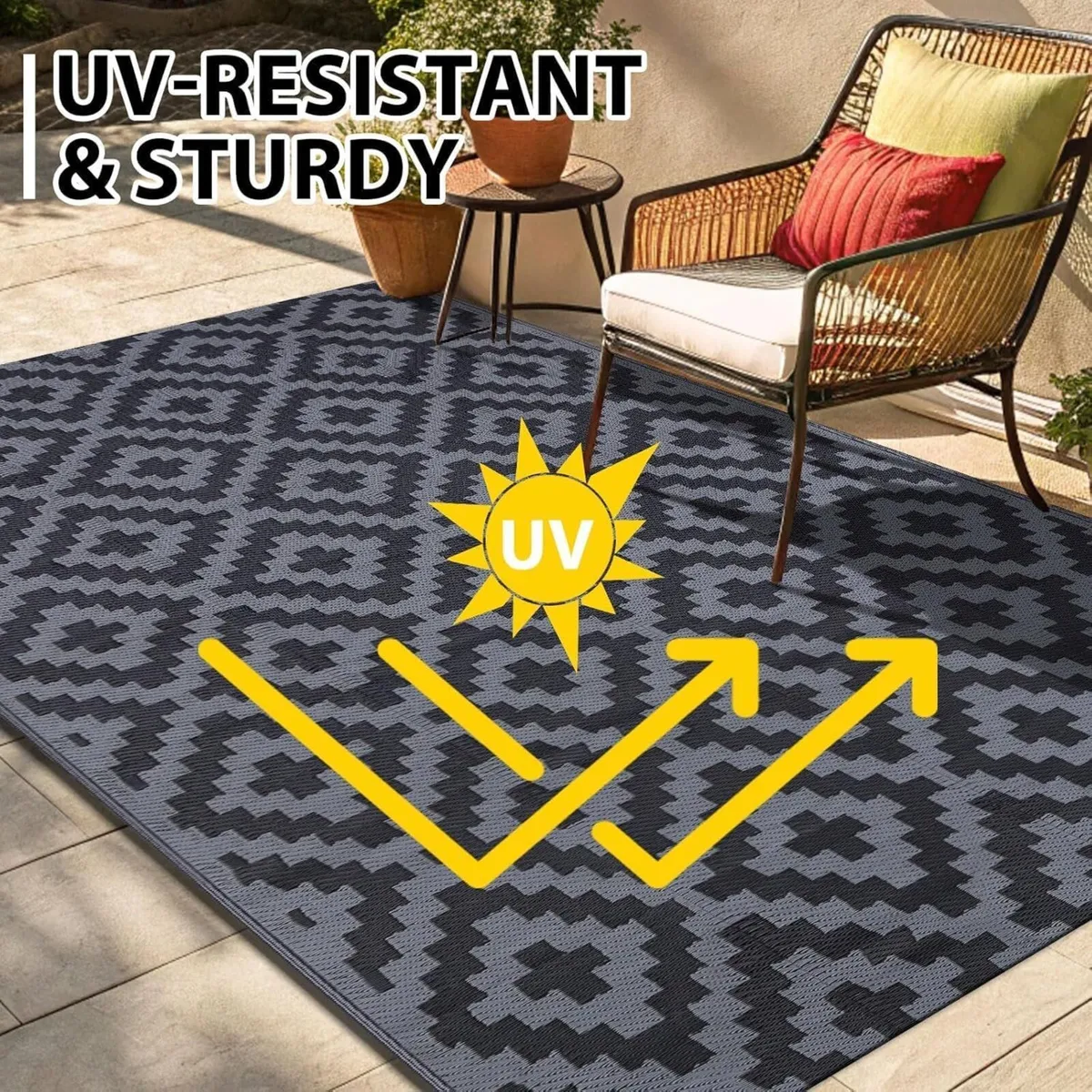 Outdoor Rug Waterproof Large Garden Rugs UV-Resist - Image 4
