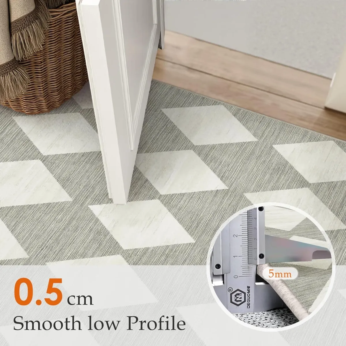 Grey Rugs Living Room 200x300 cm Large Checkered - Image 3