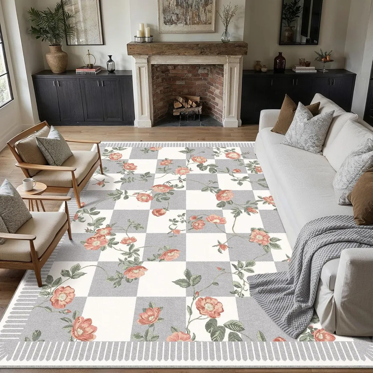 Rugs Living Room 200x300cm Washable Flower Area - Image 1