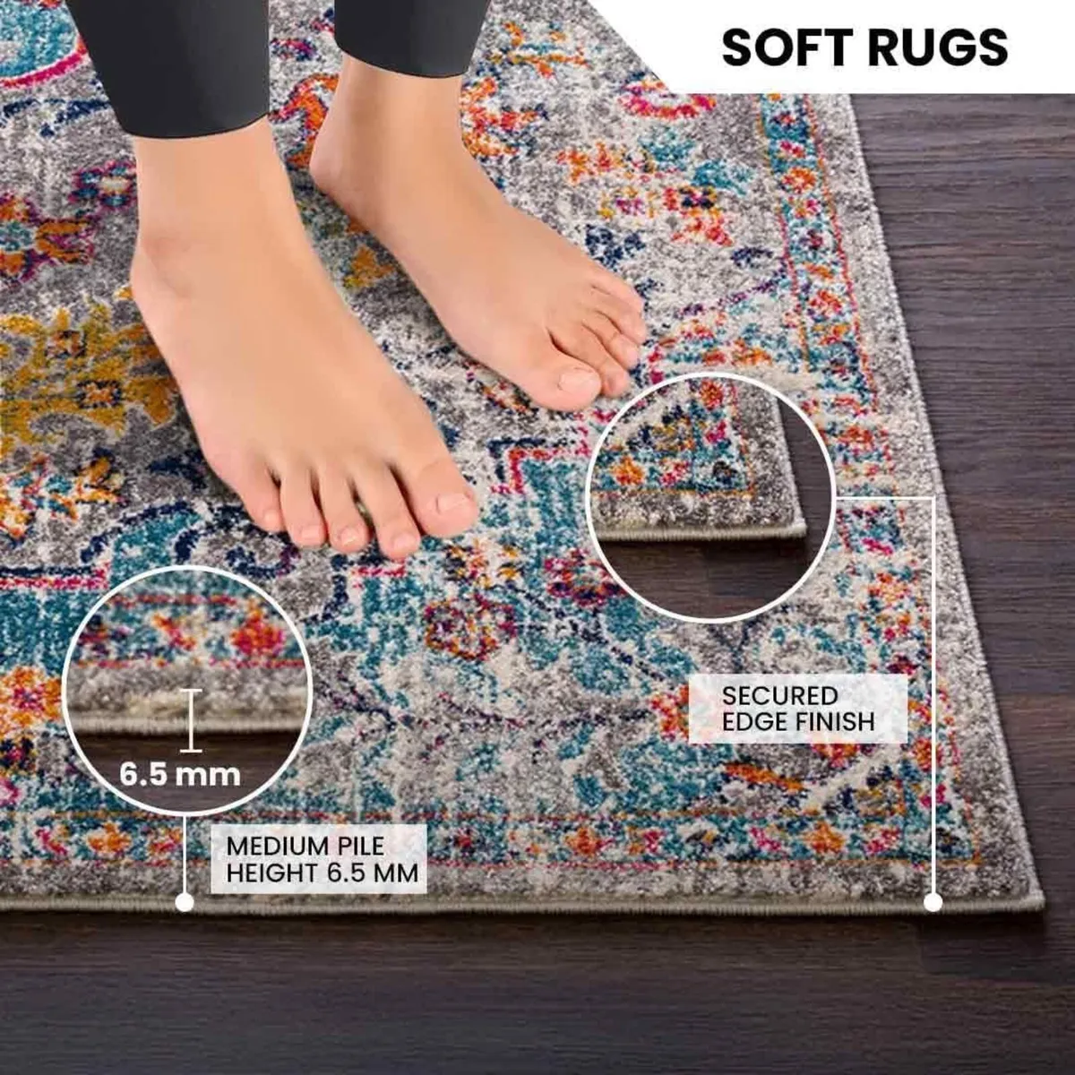 Asmara Vintage Rug for Living Room Dining Kitchen - Image 4