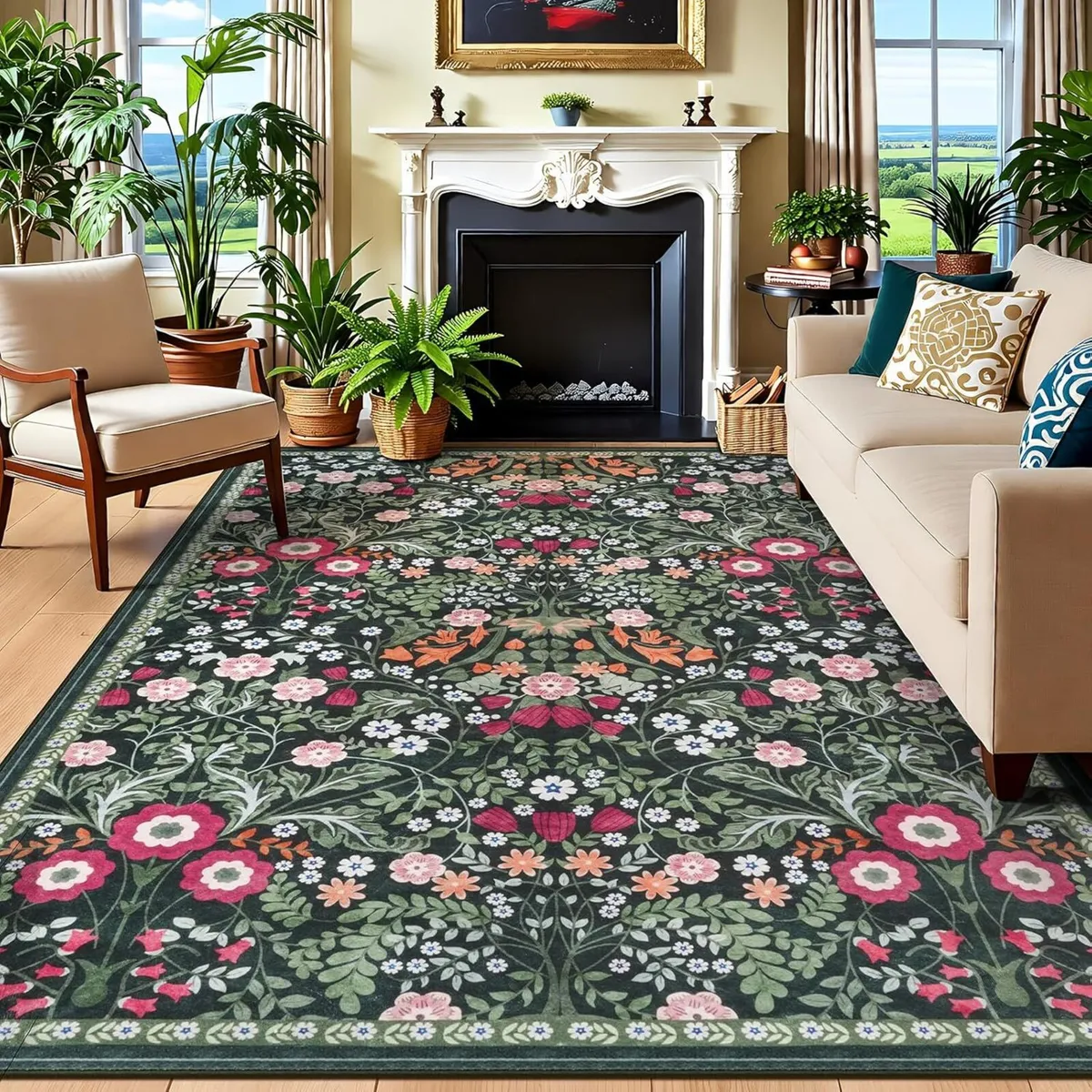 Washable Rugs Living Room Large 160x230cm Boho - Image 1