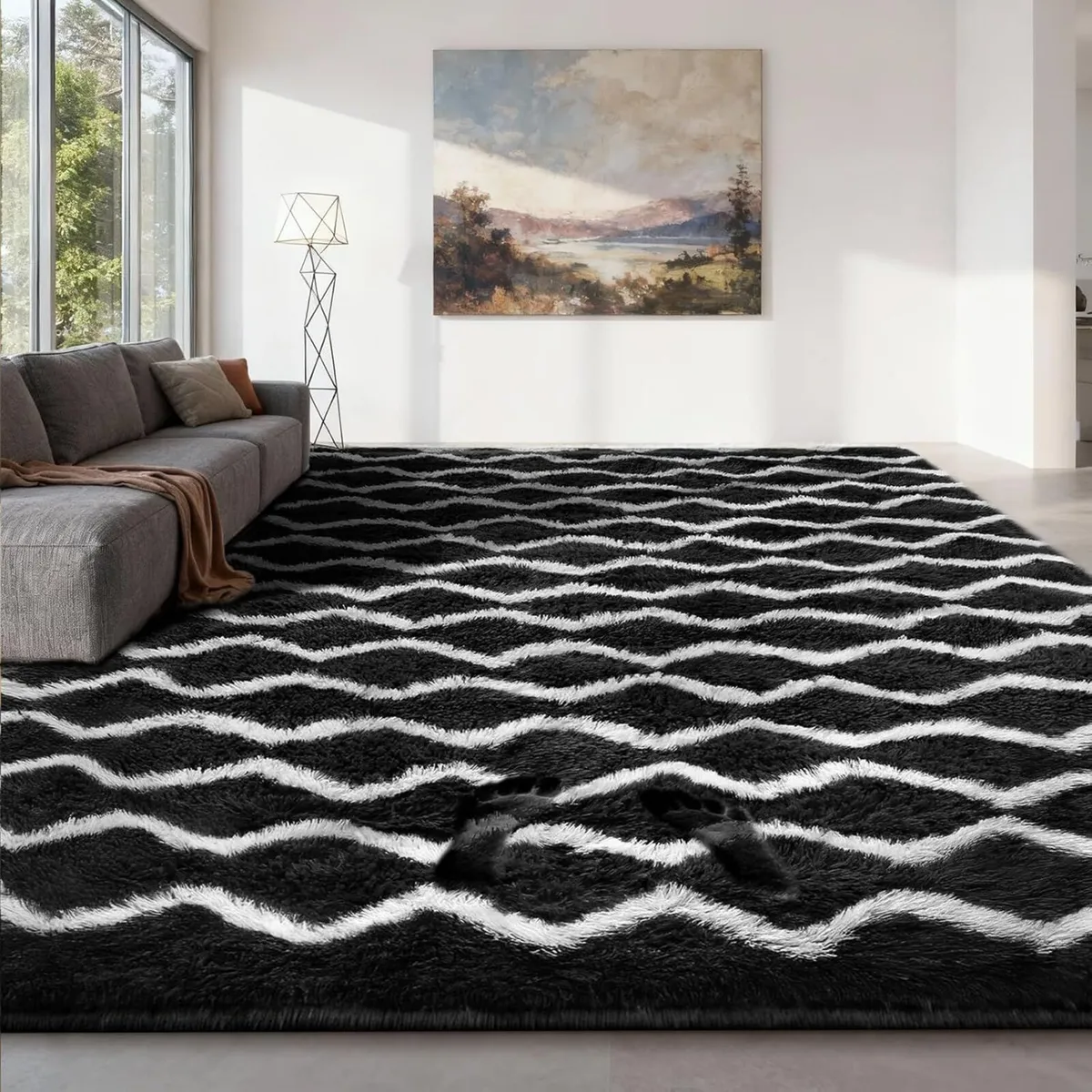 Rugs Living Room 200 x 300 cm Black and White - Image 1