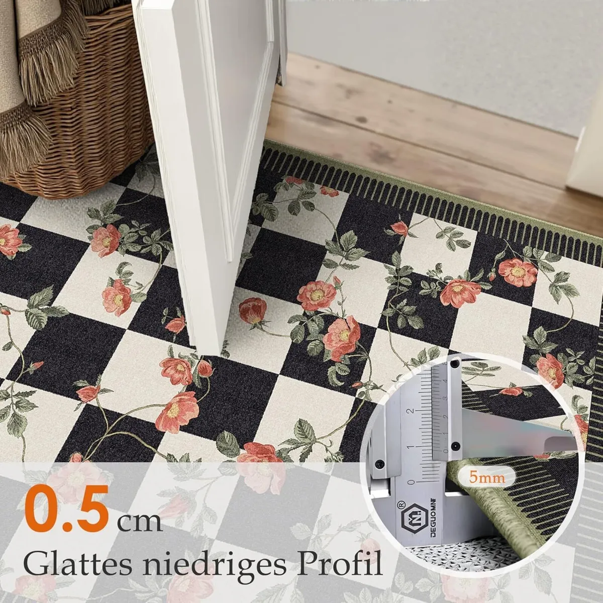 Rugs Living Room 200x300cm Washable Flower Area - Image 3