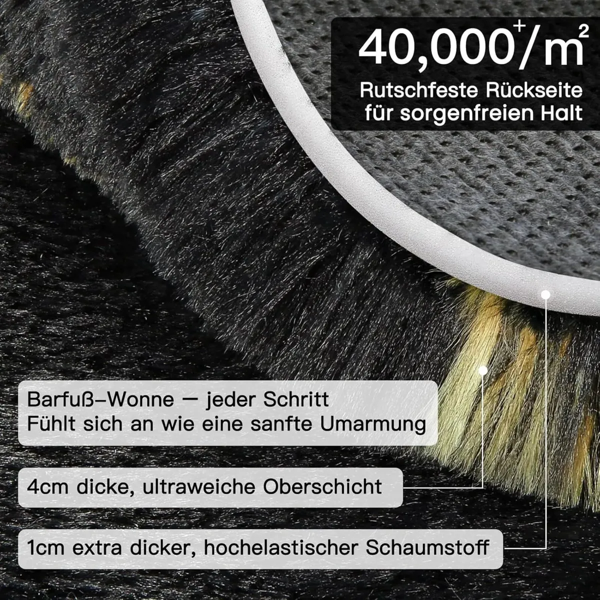 High Pile Rug Grey Carpet Living Room 200 x 300 - Image 3