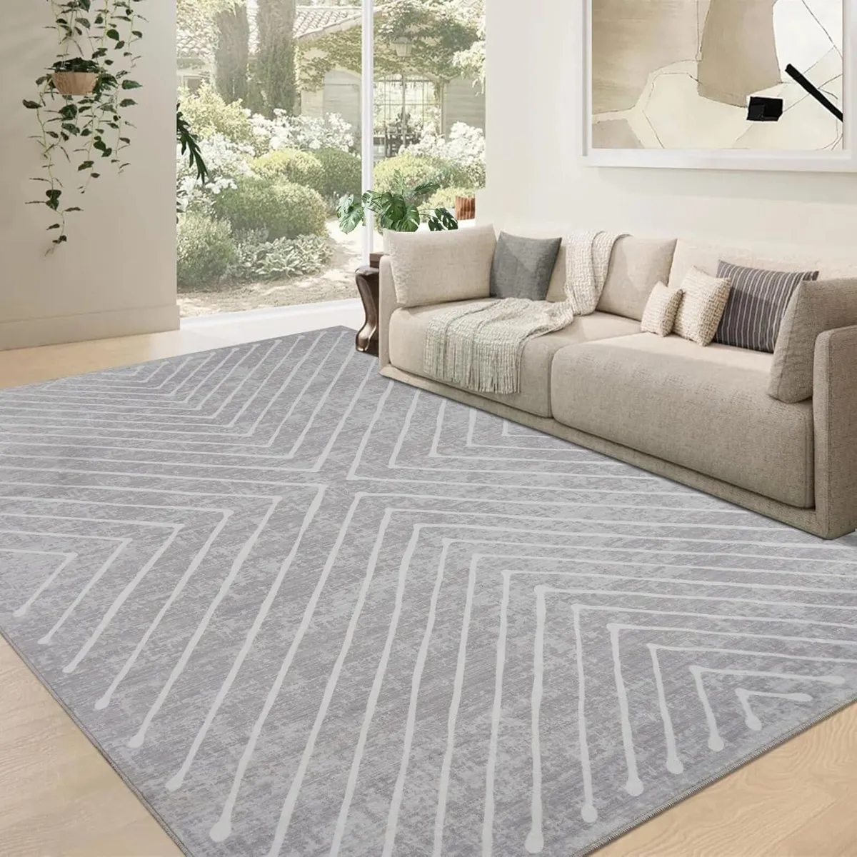 Washable Short Pile Rug 200 x 290 cm Modern - Image 2