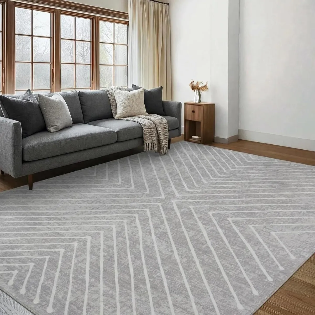 Washable Short Pile Rug 200 x 290 cm Modern - Image 3