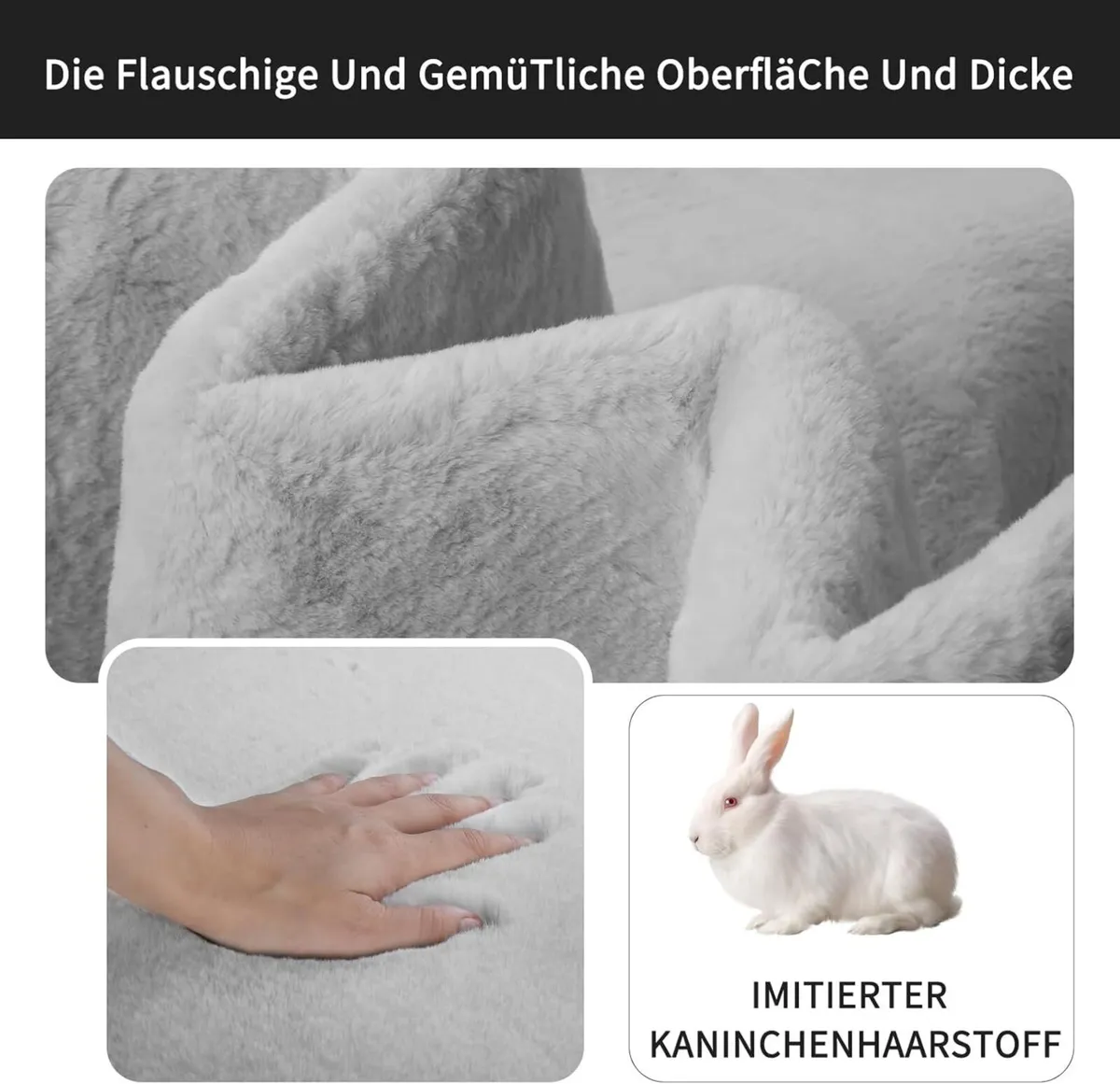 Soft Living Room Rug Smooth Made of Rabbit Fur - Image 3