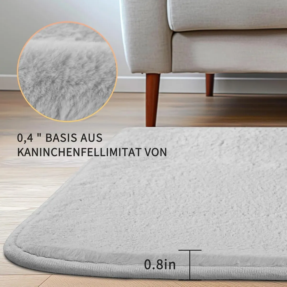 Soft Living Room Rug Smooth Made of Rabbit Fur - Image 4