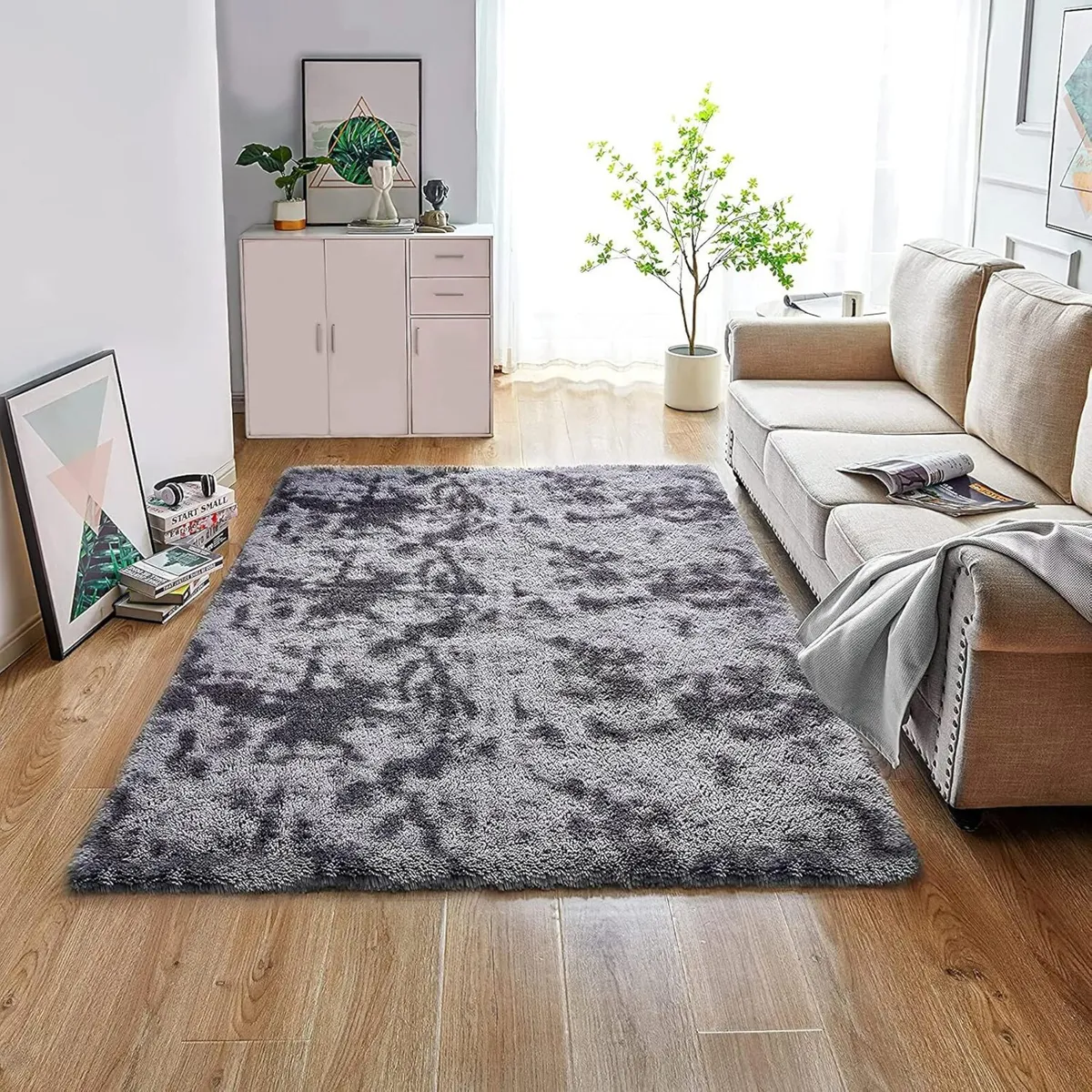 Fluffy Living Room Rug Large Size Modern Girls - Image 1
