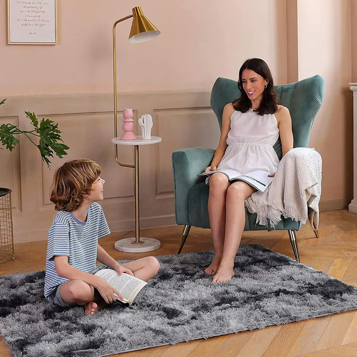 Fluffy Living Room Rug Large Size Modern Girls - Image 4