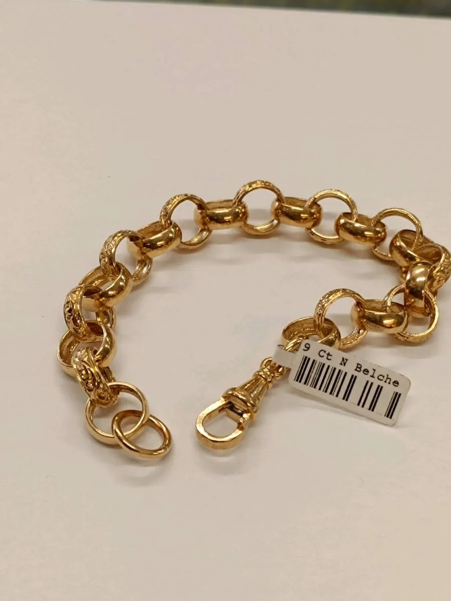 9k Yellow Gold Belcher Bracelet - Image 2
