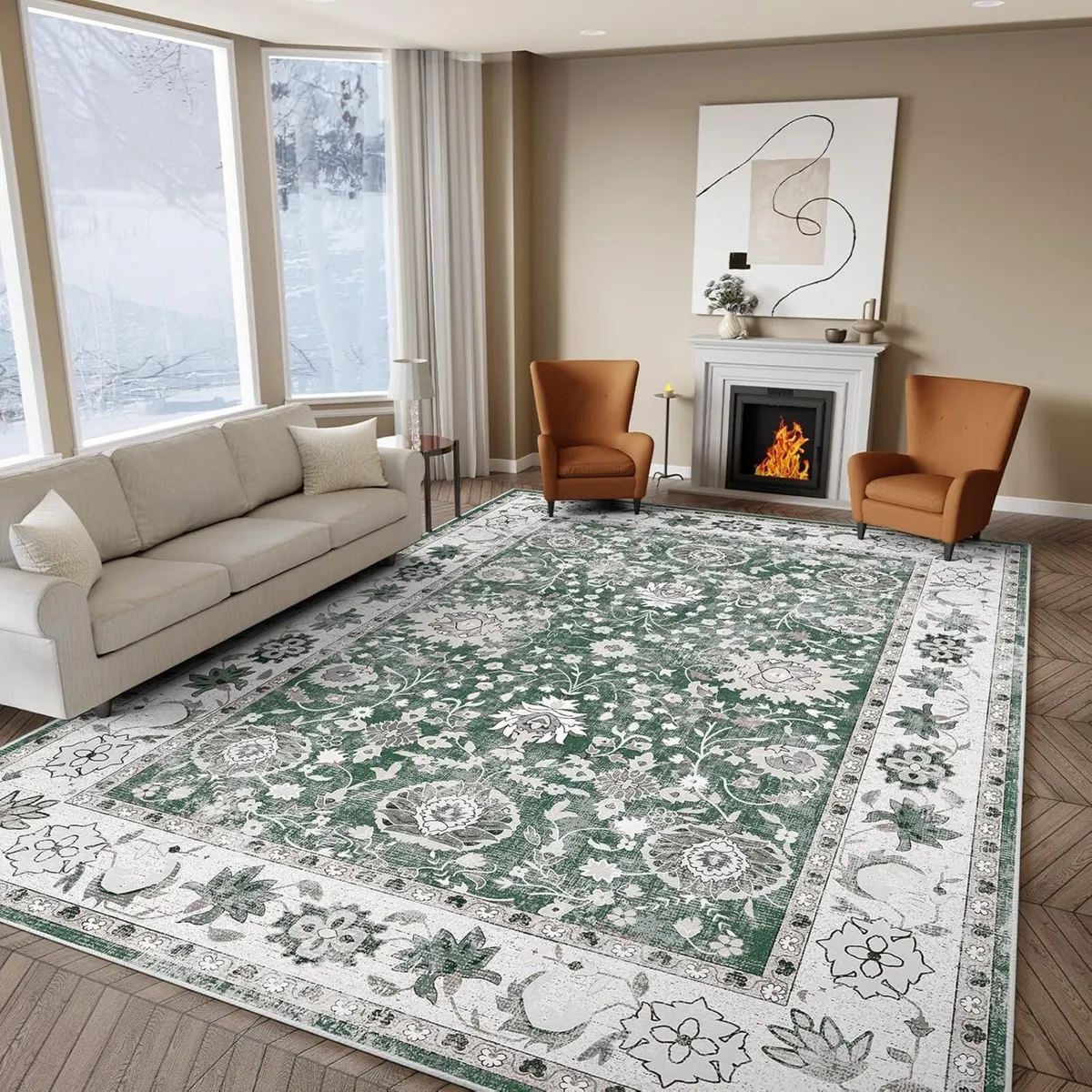 Green Rugs Living Room - 160x230 cm Machine - Image 1