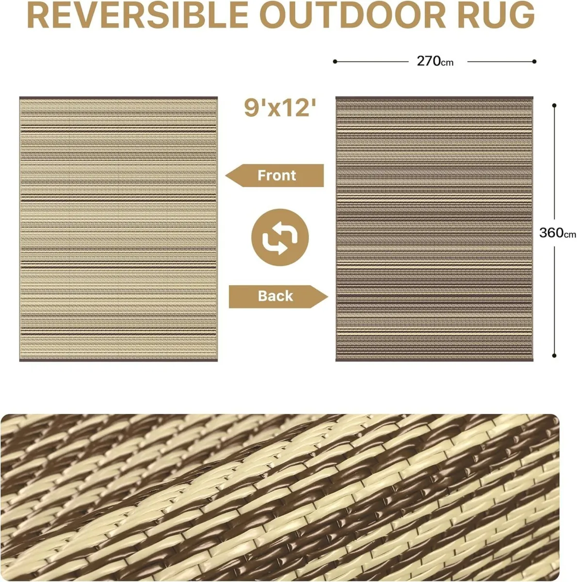 Outdoor Rug 270x360cm Extra Large Waterproof - Image 2