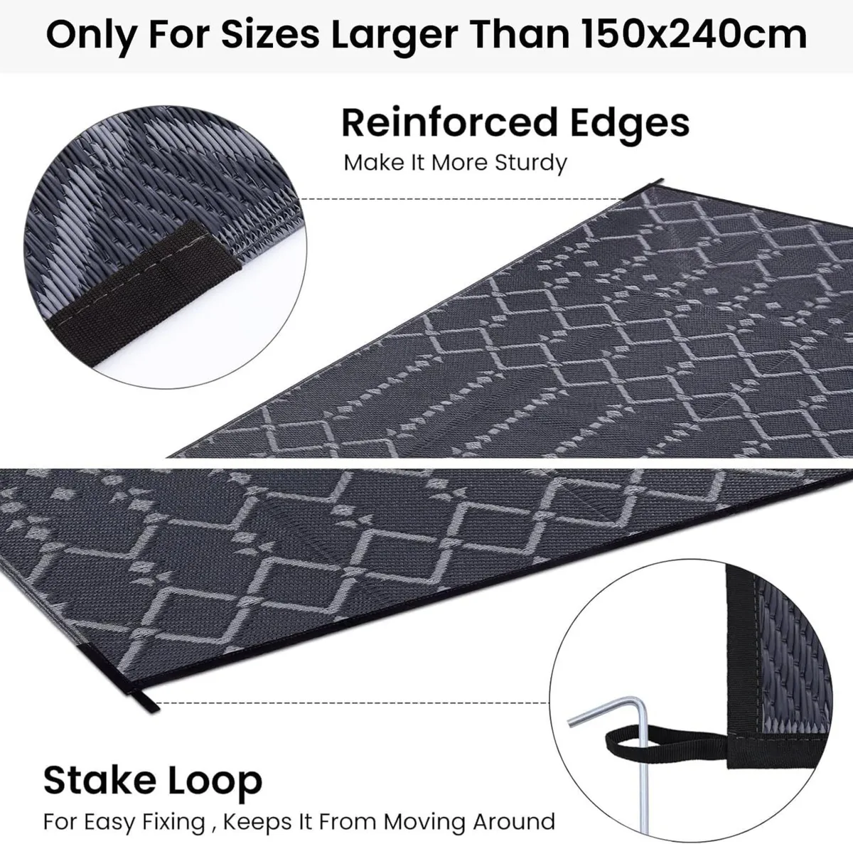 Outdoor Rug 270x360cm Waterproof Reversible - Image 4