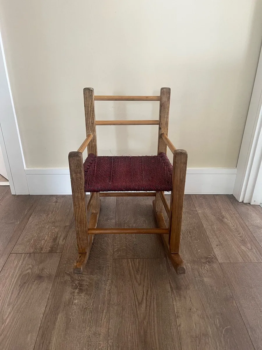 Vintage Irish Sugan Child’s Rocking Chair - Image 3