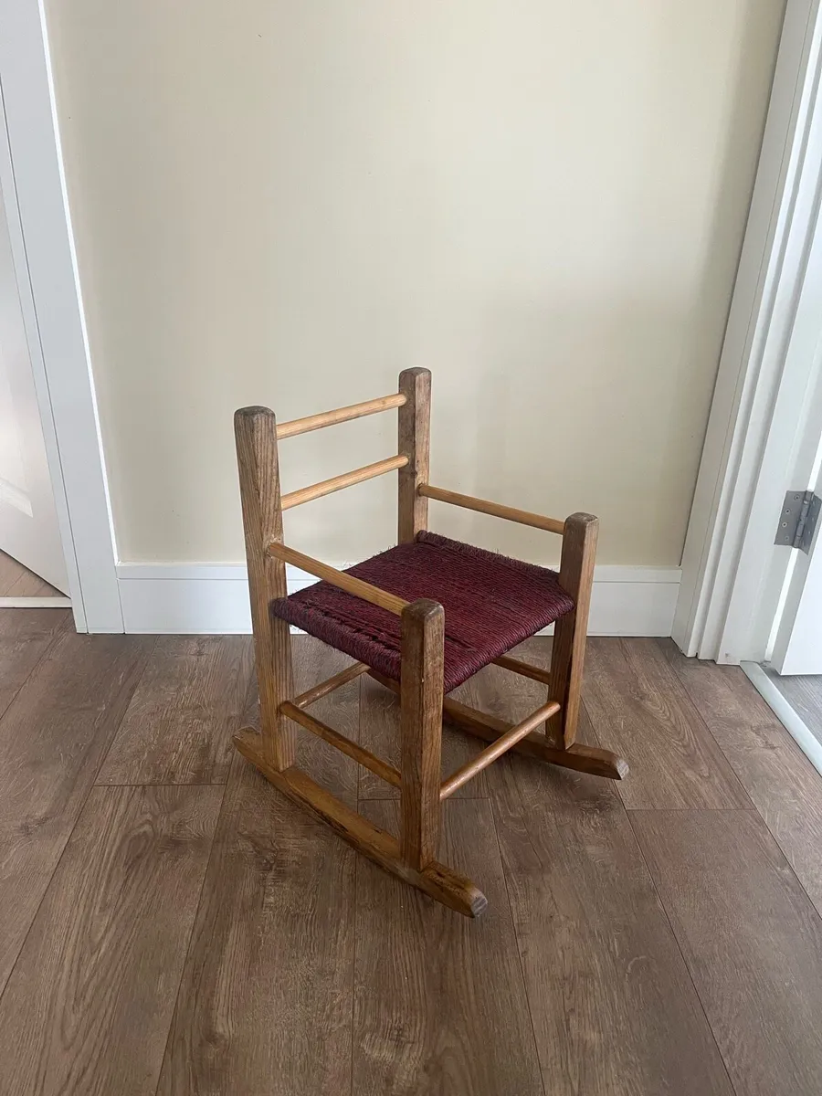 Vintage Irish Sugan Child’s Rocking Chair - Image 1