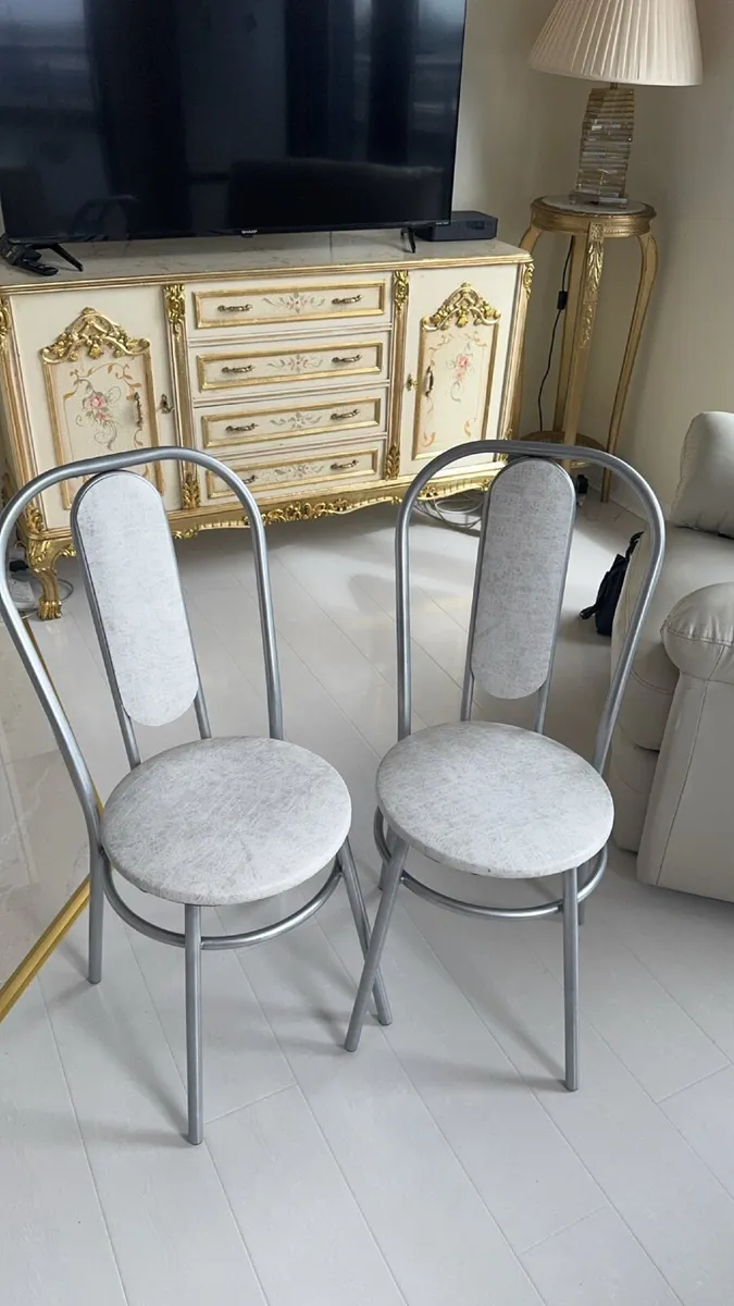 4 Light grey Kitchen chairs - Image 1