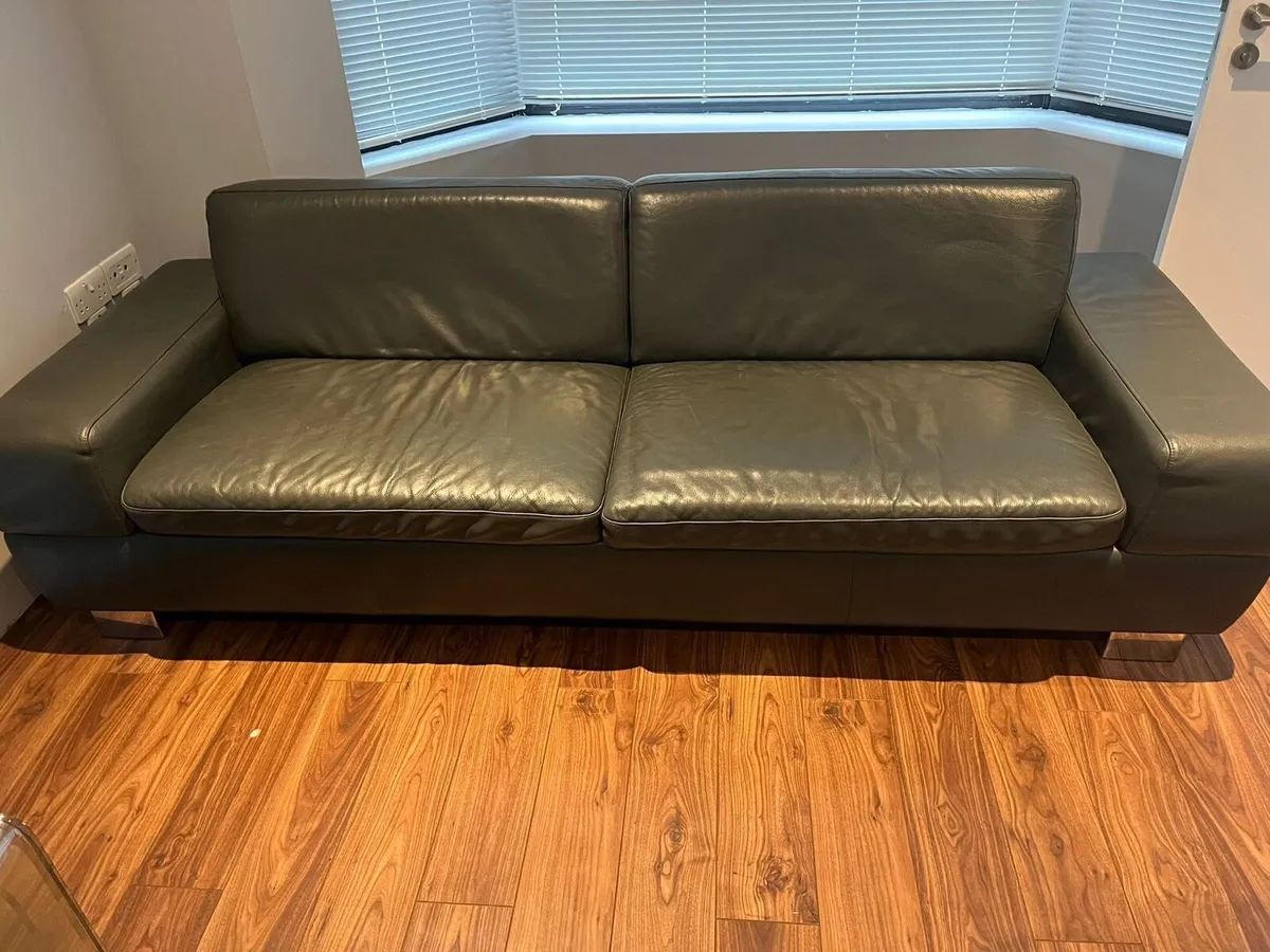 Black Leather Sofa - Image 2