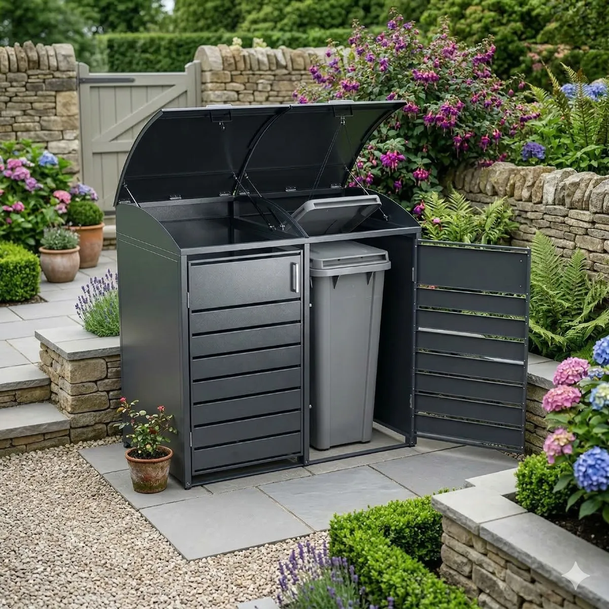 Premium 2-Bay Curved Crescent Bin Storage – Anthra - Image 1