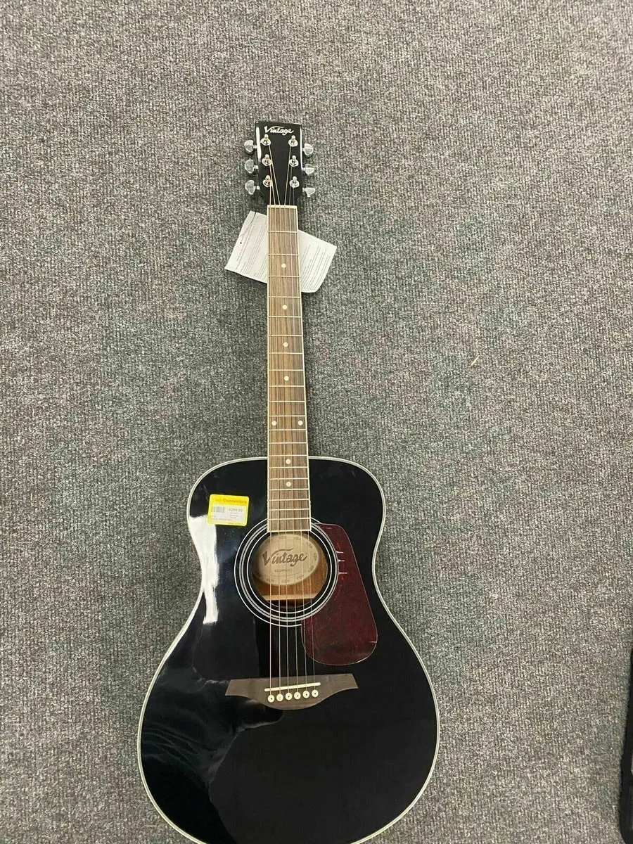 Vintage V300 Black Acoustic Guitar - Image 1