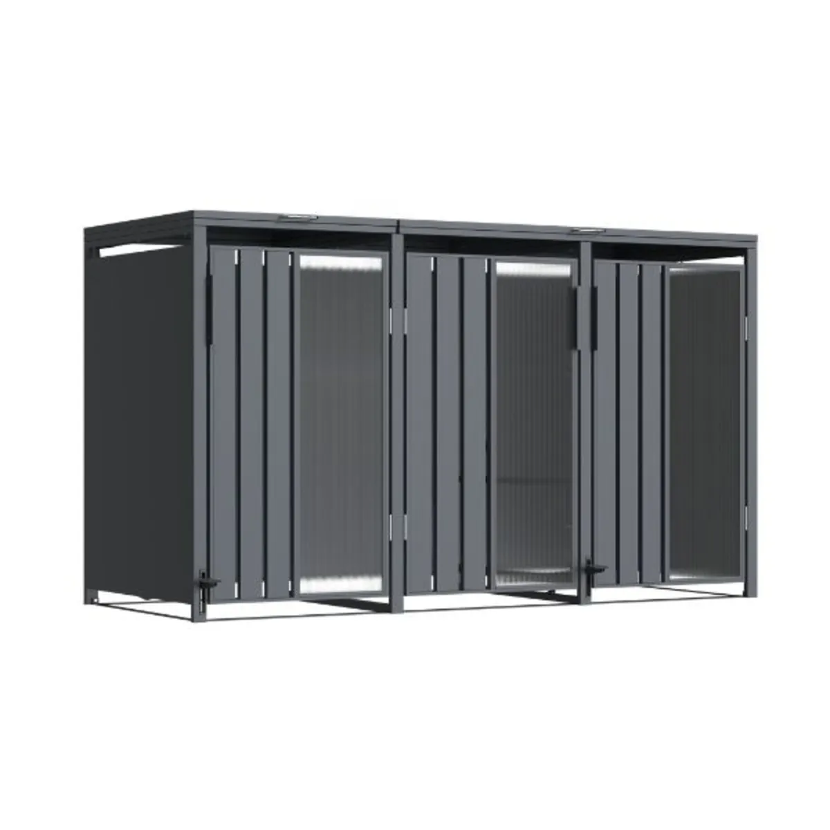 Opaque 3-Bay Premium Bin Shelter – High-End Modern - Image 1