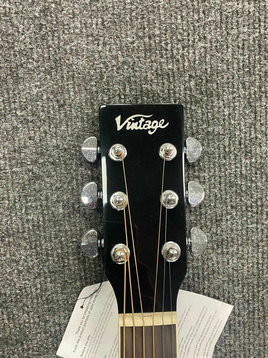 Vintage V300 Black Acoustic Guitar - Image 2
