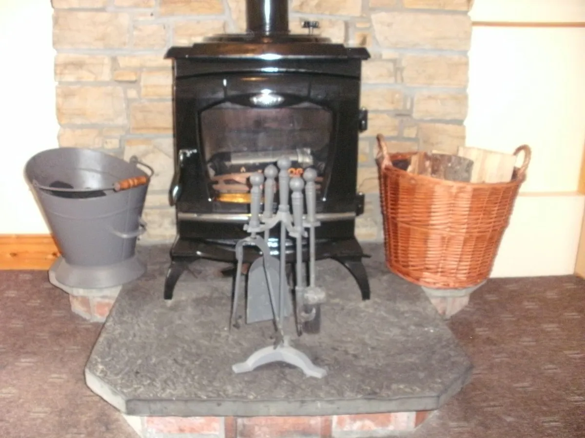 Fire side set coal bucket, basket,+9 bags of fuel - Image 1