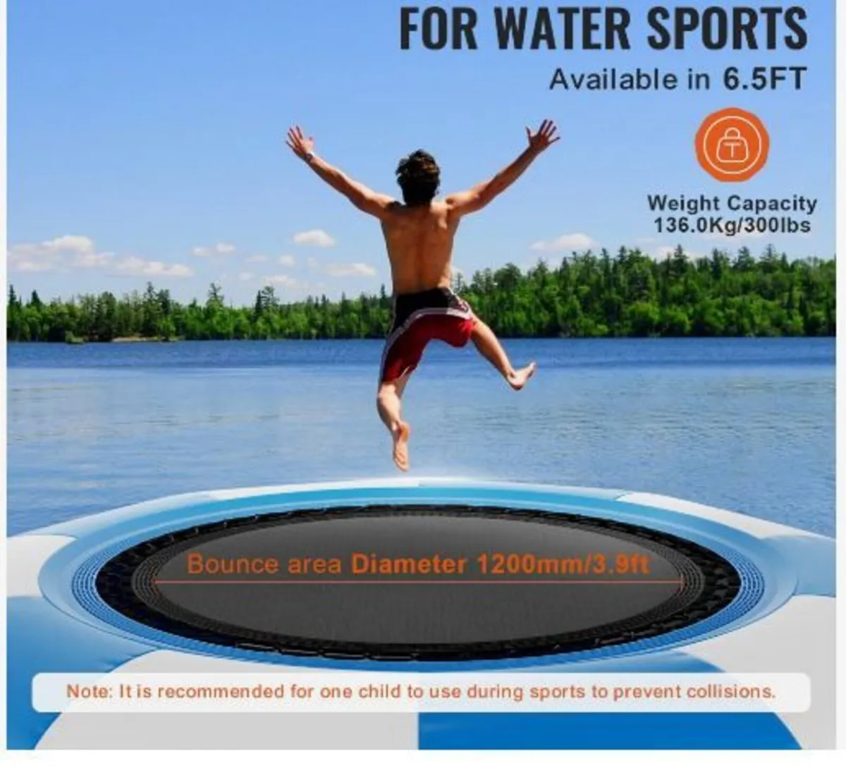 Inflatable Water Bouncer, 6.5ft Recreational - Image 2