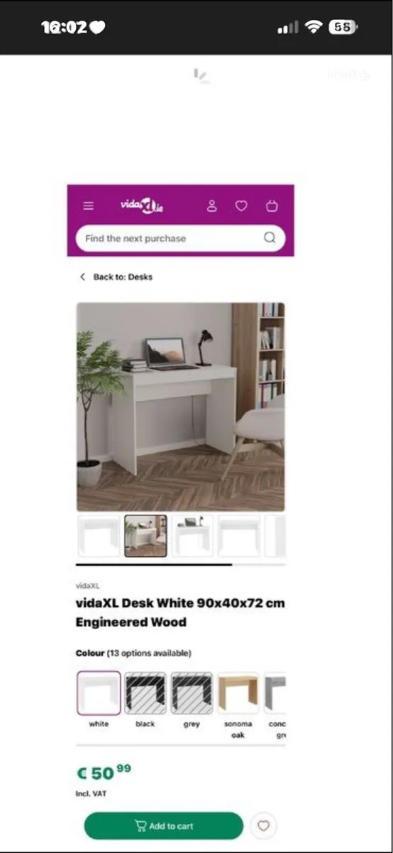 Desk with Shelf White - Image 1